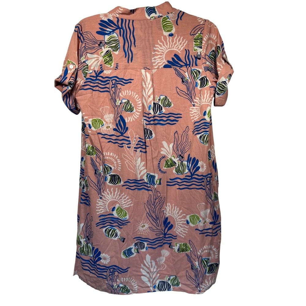 Tori Richard Honolulu Coral Reef Print Short Sleeve Dress Women's - Picture 5 of 5